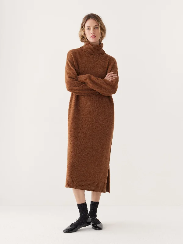 The Turtleneck Sweater Dress in Caramel