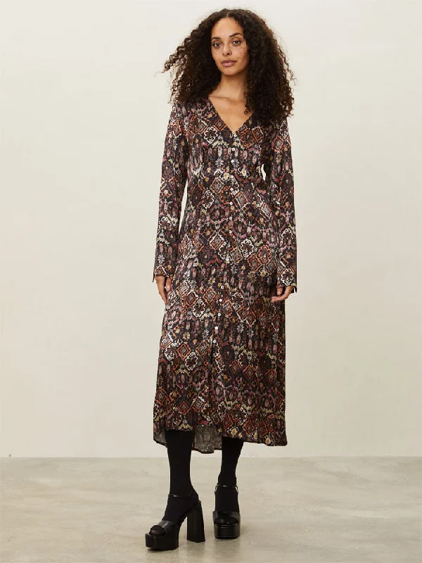 Odd Molly Susanna Long Dress Deep Asphalt