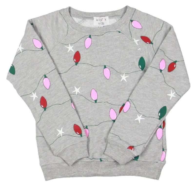 Wildfox Kids Twinkle Lights Girl's Holiday Print Cotton Blend Crewneck Sweatshirt