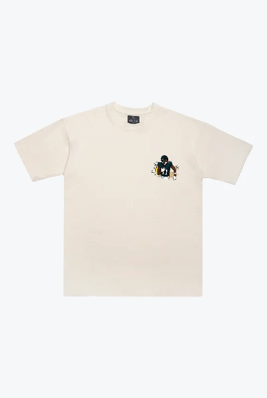A.J. Brown  Heavyweight T-Shirt - Ivory Solid Color Striped Floral