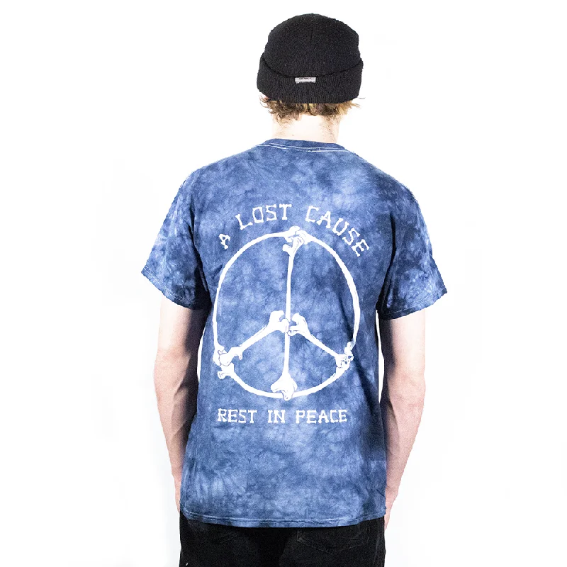 Rest In Peace Acid Blue Tye Dye T-Shirt Lace Blend Ribbed Blend Corduroy Blend