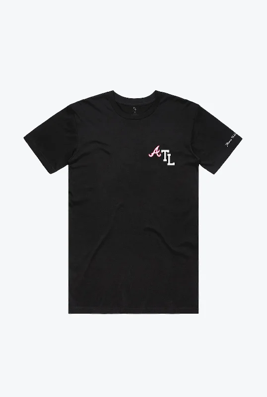 Atlanta Braves Essentials T-Shirt - Black Satin Fabric Silk Fabric Chiffon Fabric