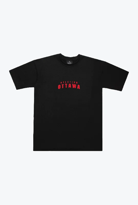 Atletico Ottawa Heavyweight T-Shirt - Black Graphic T-Shirt Round Neck Polyester