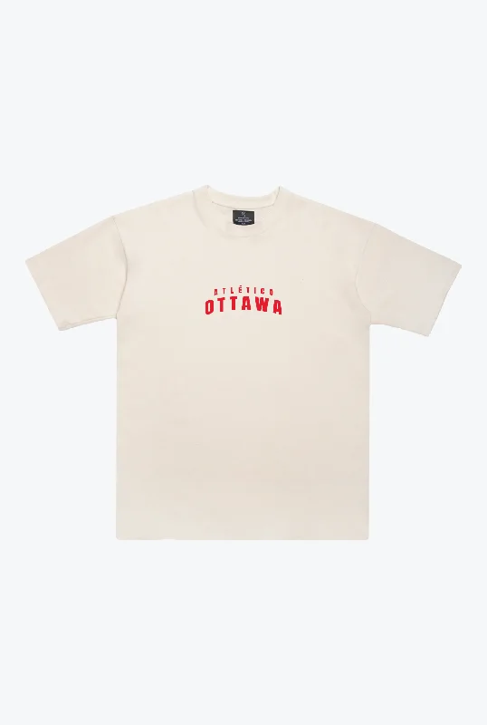 Atletico Ottawa Heavyweight T-Shirt - Ivory Ribbed T-Shirt High Neck Heavyweight