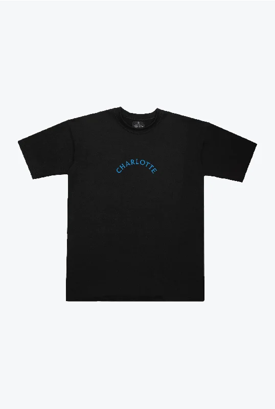 Charlotte FC Essentials Heavyweight T-Shirt - Black Plaid T-Shirt Polka Dot Checkered Charlotte FC Essentials Heavyweight T-Shirt - Black Plaid T-Shirt Polka Dot Checkered
