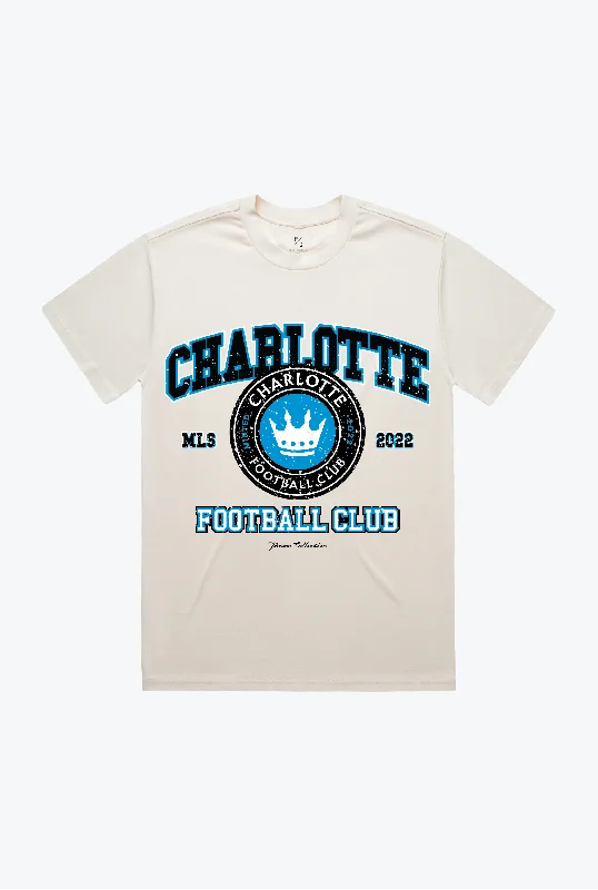 Charlotte FC Vintage Washed T-Shirt - Ivory Satin Blend Silk Blend Wool Blend