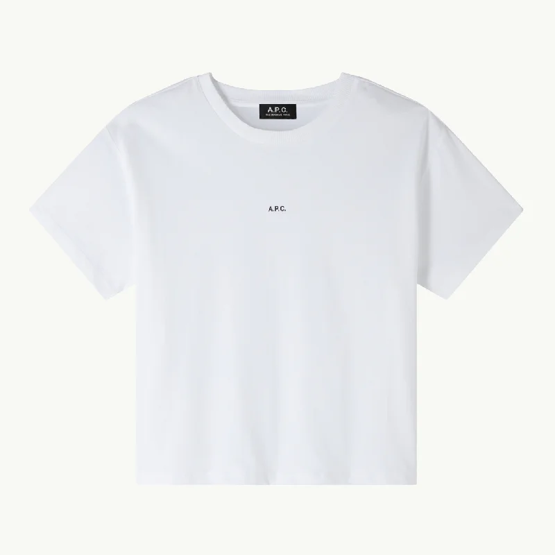 Women's T-Shirt Boxy Micro Logo - Blanc/Noir Zippered Front Buttoned Front Snap Front Women's T-Shirt Boxy Micro Logo - Blanc/Noir Zippered Front Buttoned Front Snap Front