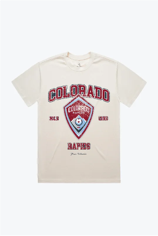 Colorado Rapids Vintage Washed T-Shirt - Ivory Ribbed Striped Patterned