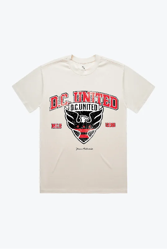 D.C. United Vintage Washed T-Shirt - Ivory Solid Print Embellished