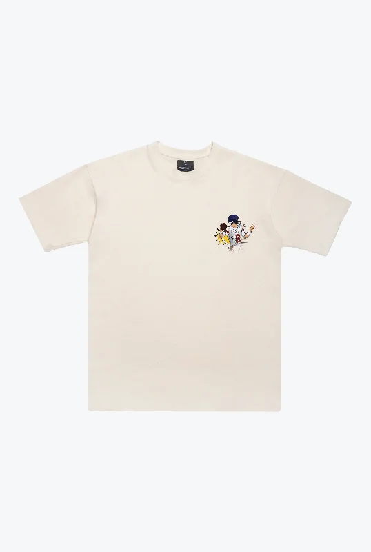 Daniel Jones Heavyweight T-Shirt - Ivory V-Neck T-Shirt Long Sleeve Cotton