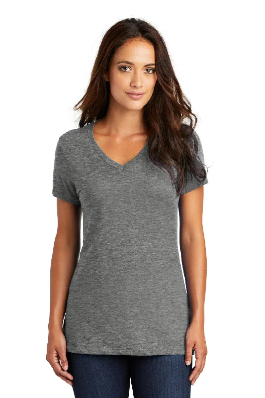 District Womens Perfect Weight Short Sleeve V-Neck T-Shirt - Heather Nickel Grey V-Neck T-Shirt Long Sleeve Cotton District Womens Perfect Weight Short Sleeve V-Neck T-Shirt - Heather Nickel Grey V-Neck T-Shirt Long Sleeve Cotton