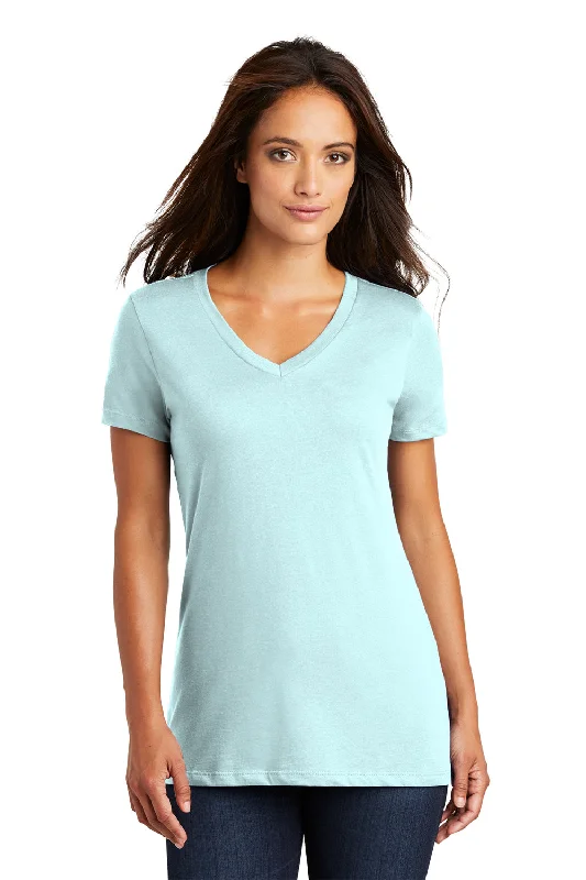 District Womens Perfect Weight Short Sleeve V-Neck T-Shirt - Seaglass Blue Polka Dot Checkered Tartan District Womens Perfect Weight Short Sleeve V-Neck T-Shirt - Seaglass Blue Polka Dot Checkered Tartan