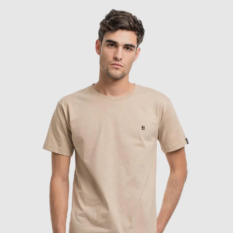 Camel Basic T-Shirt Real Fur Shearling Chenille