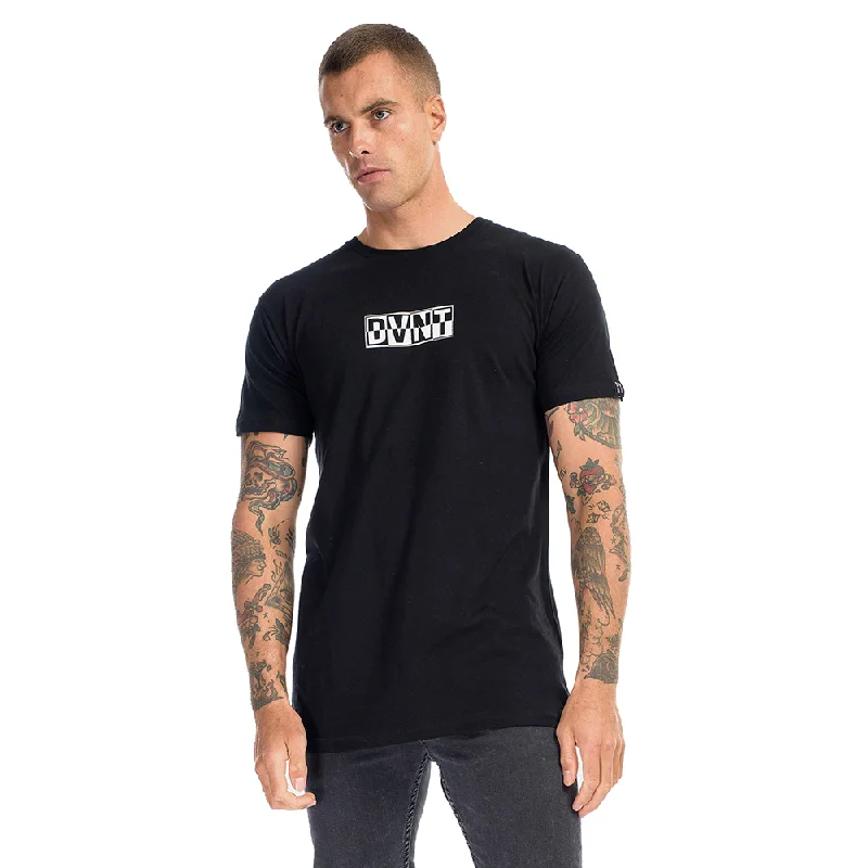 Check Black & White Front Print Black T-Shirt Houndstooth Herringbone Solid