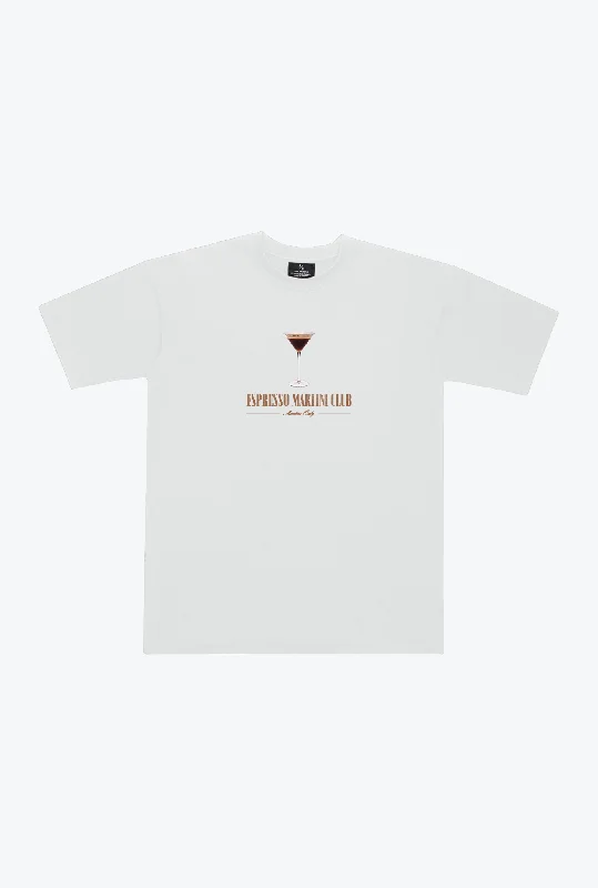 Espresso Martini Club Heavyweight T-Shirt - White Mesh Canvas Denim