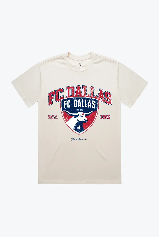 FC Dallas Vintage Washed T-Shirt - Ivory Zippered Front Buttoned Front Snap Front