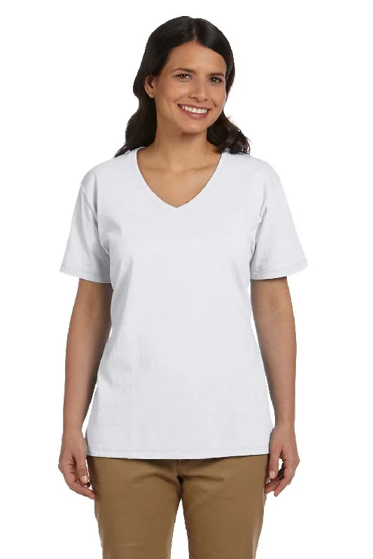 Hanes Womens ComfortSoft Short Sleeve V-Neck T-Shirt - White - Closeout Fitted T-Shirt Seamless Stretchy Hanes Womens ComfortSoft Short Sleeve V-Neck T-Shirt - White - Closeout Fitted T-Shirt Seamless Stretchy