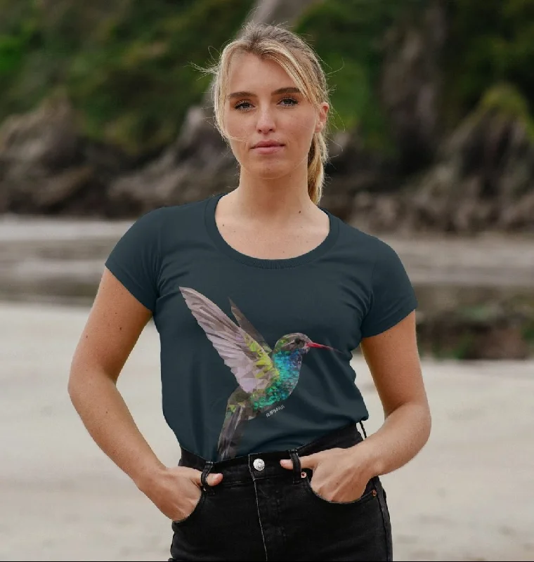Hummingbird Scoop Neck T-shirt Handmade Hand-knitted Hand-woven
