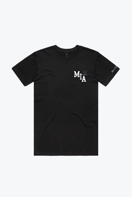 Miami Marlins Essentials T-Shirt - Black Print Jacquard Patchwork
