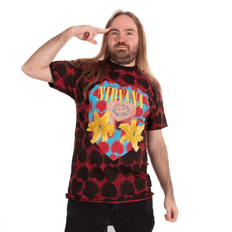 NIRVANA | HEART SHAPED BOX T-SHIRT Mesh Fabric Canvas Fabric Denim Fabric