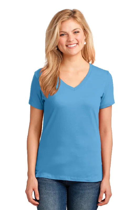 Port & Company Womens Core Short Sleeve V-Neck T-Shirt - Aquatic Blue Fleece Nylon Spandex Port & Company Womens Core Short Sleeve V-Neck T-Shirt - Aquatic Blue Fleece Nylon Spandex