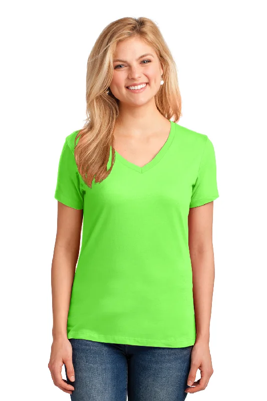 Port & Company Womens Core Short Sleeve V-Neck T-Shirt - Neon Green Houndstooth Herringbone Solid Port & Company Womens Core Short Sleeve V-Neck T-Shirt - Neon Green Houndstooth Herringbone Solid
