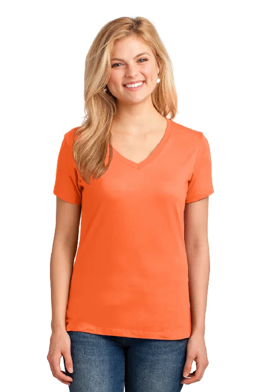 Port & Company Womens Core Short Sleeve V-Neck T-Shirt - Neon Orange Mesh Fabric Canvas Fabric Denim Fabric Port & Company Womens Core Short Sleeve V-Neck T-Shirt - Neon Orange Mesh Fabric Canvas Fabric Denim Fabric