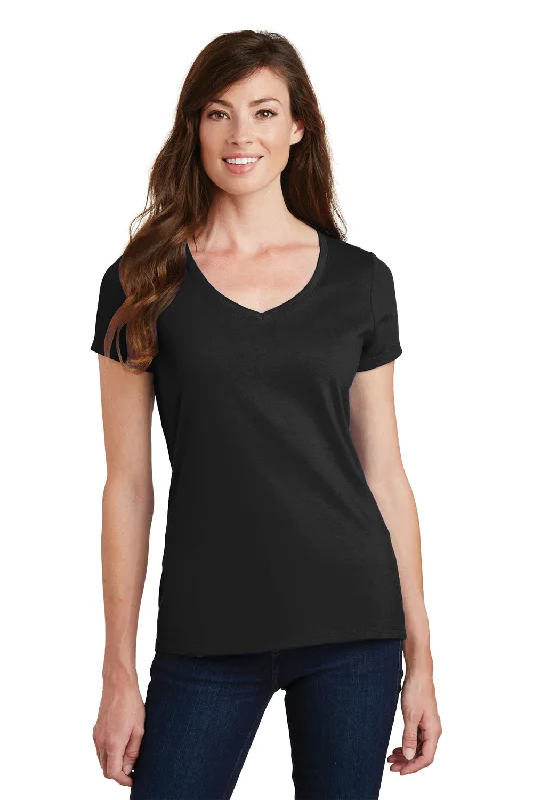 Port & Company Womens Fan Favorite Short Sleeve V-Neck T-Shirt - Jet Black Jersey Fabric Tulle Fabric Batik Fabric Port & Company Womens Fan Favorite Short Sleeve V-Neck T-Shirt - Jet Black Jersey Fabric Tulle Fabric Batik Fabric