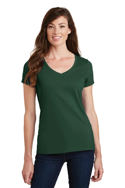 Port & Company Womens Fan Favorite Short Sleeve V-Neck T-Shirt - Forest Green Embroidered Appliqued Beaded Port & Company Womens Fan Favorite Short Sleeve V-Neck T-Shirt - Forest Green Embroidered Appliqued Beaded
