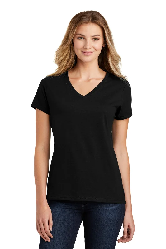Port & Company Womens Fan Favorite Short Sleeve V-Neck T-Shirt - Jet Black Mesh Blend Leather Blend Suede Blend