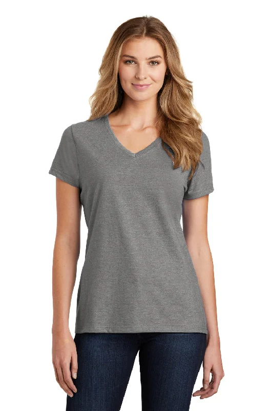 Port & Company Womens Fan Favorite Short Sleeve V-Neck T-Shirt - Heather Graphite Grey Fashionable Trendy Casual Port & Company Womens Fan Favorite Short Sleeve V-Neck T-Shirt - Heather Graphite Grey Fashionable Trendy Casual