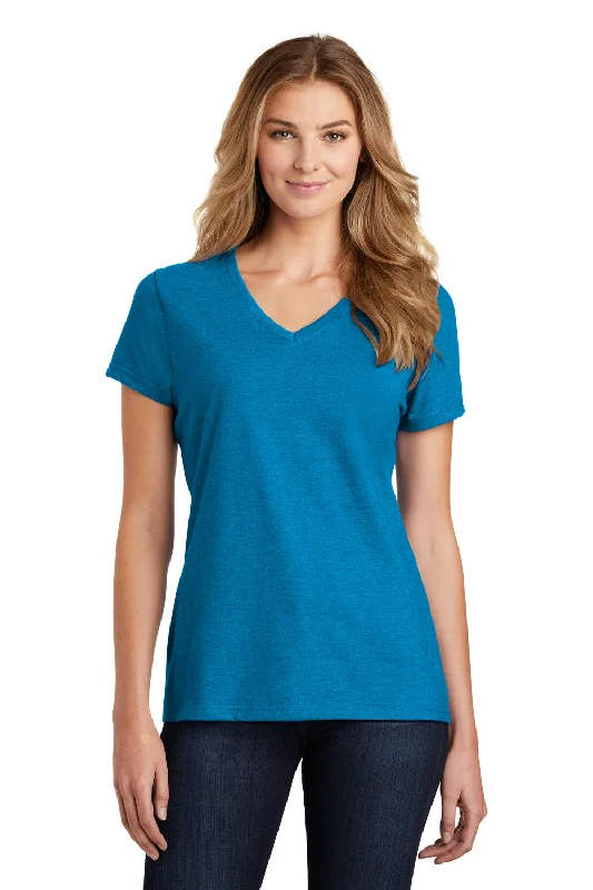 Port & Company Womens Fan Favorite Short Sleeve V-Neck T-Shirt - Heather Sapphire Blue Cozy Warm Stylish Port & Company Womens Fan Favorite Short Sleeve V-Neck T-Shirt - Heather Sapphire Blue Cozy Warm Stylish