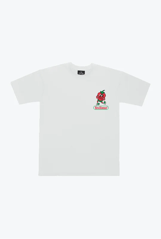 Yes Homo Pride Garment Dyed Heavyweight T-Shirt - White Zippered Front Buttoned Front Snap Front