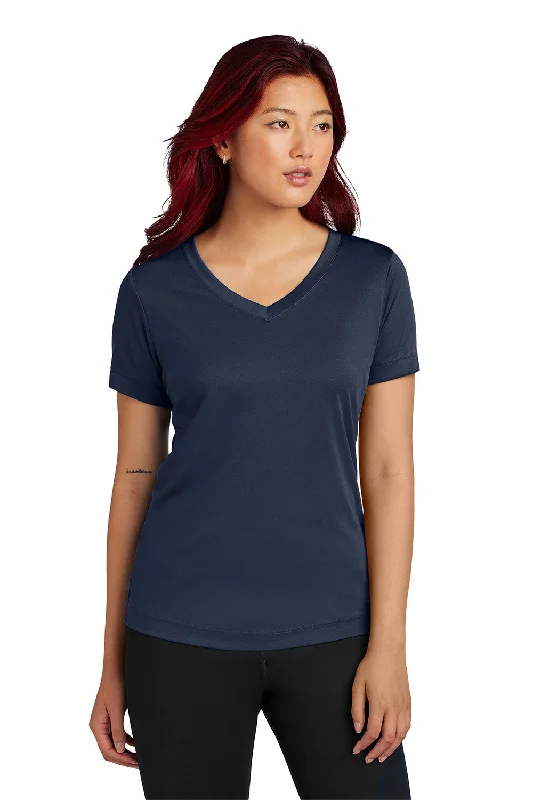 Sport-Tek Womens Competitor Moisture Wicking Short Sleeve V-Neck T-Shirt - True Navy Blue Print Jacquard Patchwork Sport-Tek Womens Competitor Moisture Wicking Short Sleeve V-Neck T-Shirt - True Navy Blue Print Jacquard Patchwork