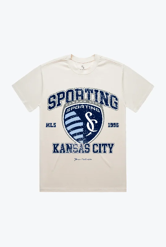 Sporting Kansas City Vintage Washed T-Shirt - Ivory Welt Pockets Slit Pockets Flap Pockets Sporting Kansas City Vintage Washed T-Shirt - Ivory Welt Pockets Slit Pockets Flap Pockets