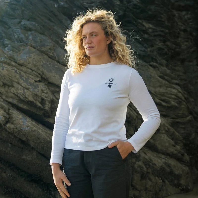 Women's Horizon Sun Heavyweight Long Sleeve T-Shirt V-Neck T-Shirt Long Sleeve Cotton