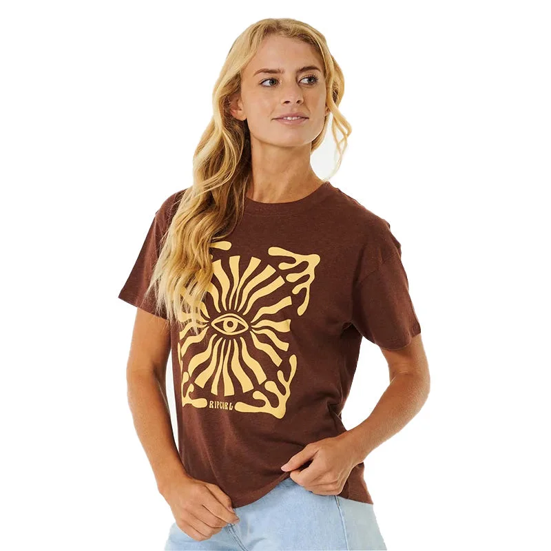 Women's Minds Eye Relaxed S/S T-Shirt Lace Blend Ribbed Blend Corduroy Blend
