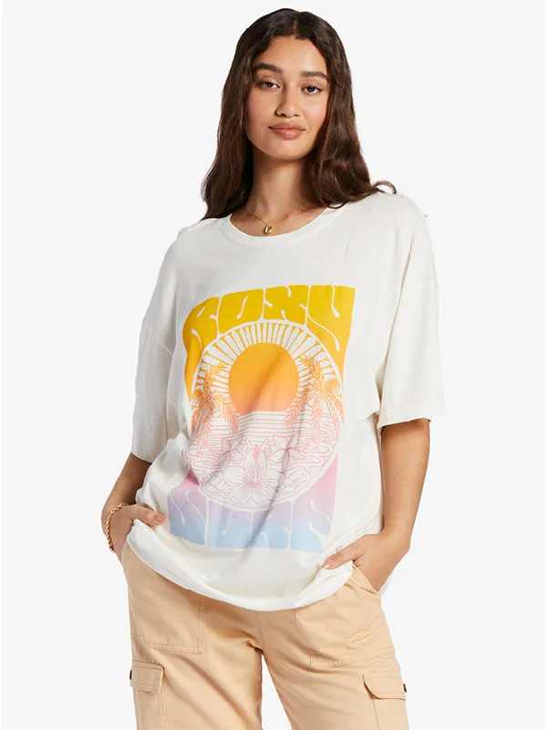 Women's Sunrise Tropics S/S T-Shirt Beaded Sequined Faux Fur