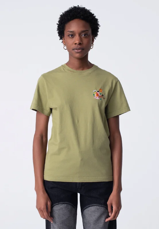 Yabba-Dabba-Do Me T-Shirt - Khaki Satin Fabric Silk Fabric Chiffon Fabric