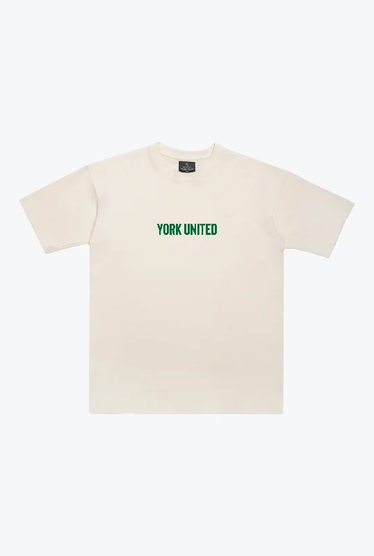 York United FC Heavyweight T-Shirt - Ivory Wool Fabric Cashmere Fabric Tweed Fabric
