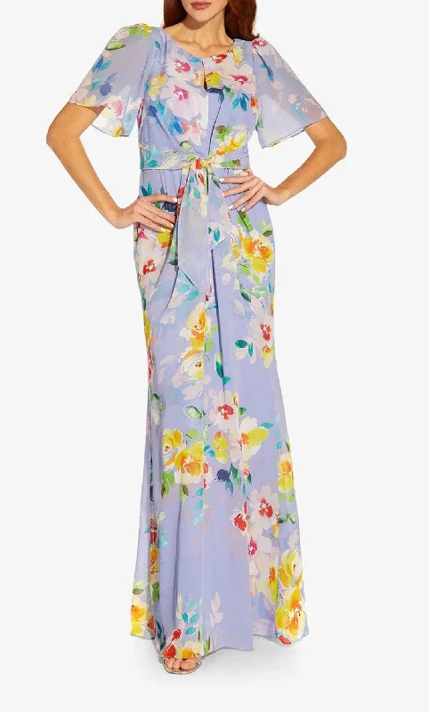 Adrianna Papell AP1E209584 - Floral Tie Waist Dress Tunics Trendy modern