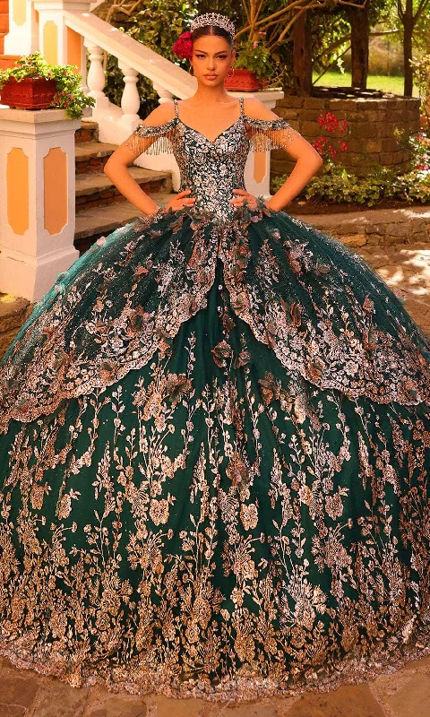 Amarra 54284 - Fringed Sleeved Ballgown with Cape Tunics Brand named