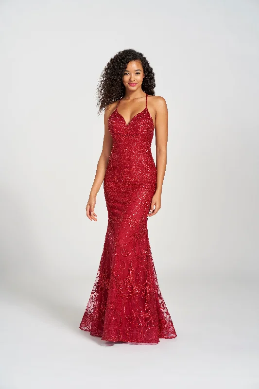 Colette CL12216 Fitted Formal Glitter Prom Long Dress Tunics Mesh breathable