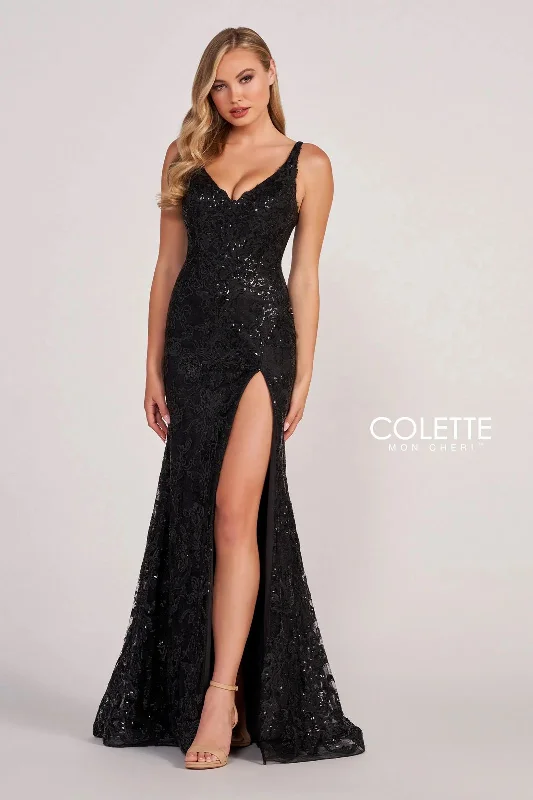 Colette CL2040 Prom Fitted Sequin Formal Long Dress Tunics Prom sequined