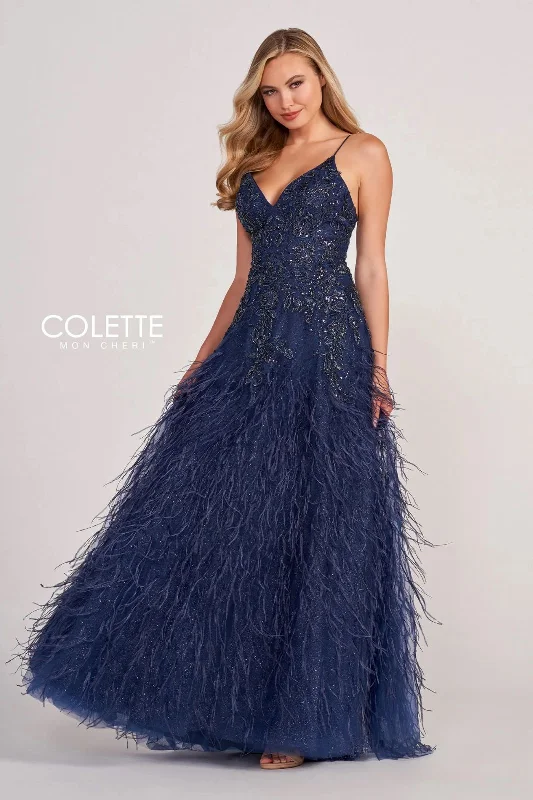 Colette CL2044 Prom Feather Formal Glitter Long Dress Tunics Ceremony elegant