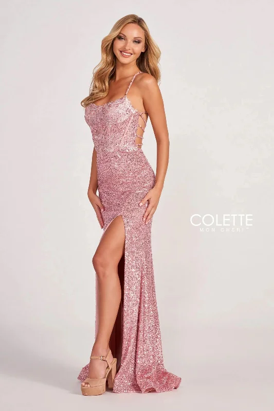Colette CL2073 Sequin Formal Prom Applique Long Dress Tunics Summer linen