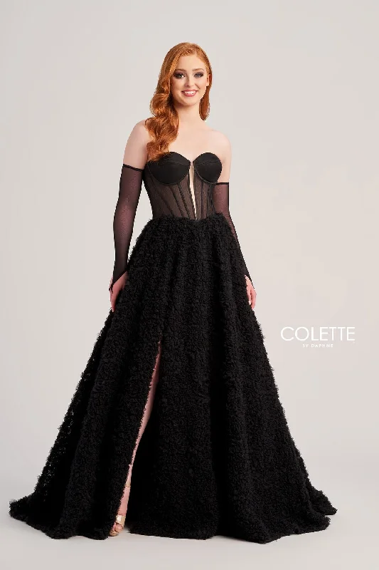 Colette CL5114 Prom Long Fingerless Gloves Formal Ball Gown Crew Neckline Sporty