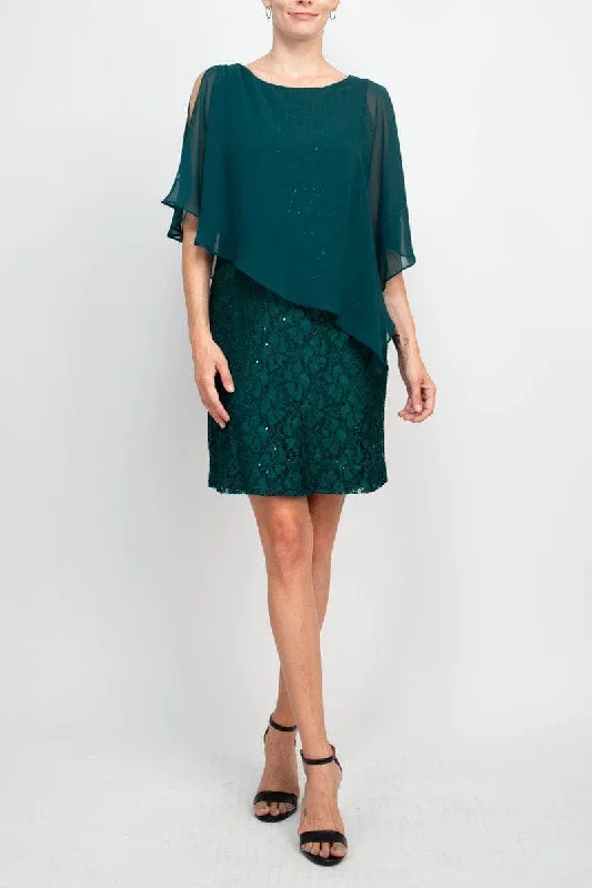 Connected Apparel TDD71311M1 - Split Cape Floral Lace Cocktail Dress Tunics Travel practical