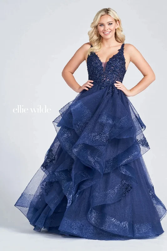 Ellie Wilde EW122080 Prom Long Dress Tiered ball Gown Tunics Sophisticated sleek