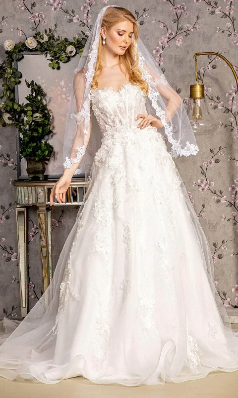 GLS by Gloria Bridal GL3448 - Off-Shoulder Side Capes Wedding Dress A-Line Day Work